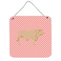Micasa Charolais Cow Pink Check Wall or Door Hanging Prints6 x 6 in. MI229762